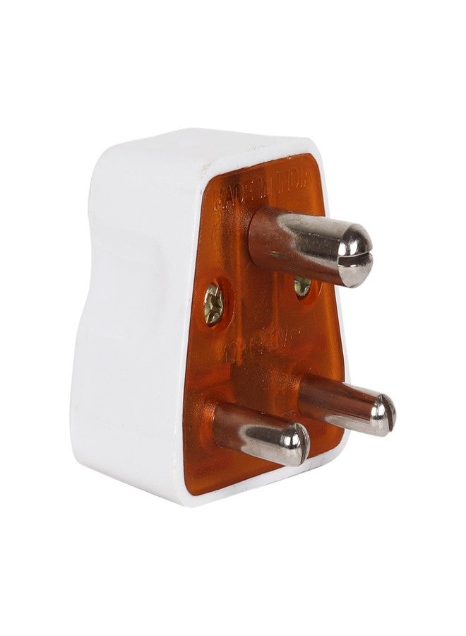 Mica 3 Pin (USA, UK, China, Flat Pins Plug) to India (Type D) Universal Travel Adapter Plug. (White) Qty. - (1) - Image 5